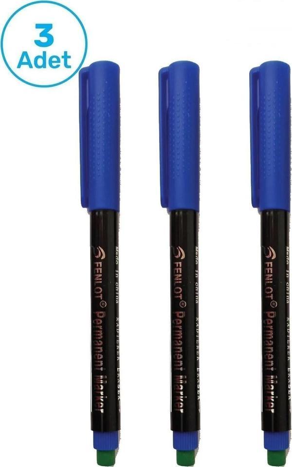 Fenlot Mavi Asetat Permanent Cd Kalemi Medium Uçlu (3lü set) - Image 1
