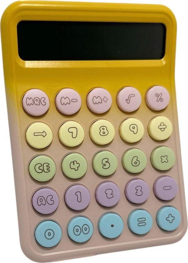 Runzon Renkli Hesap Makinesi Yuvarlak Uçlu 12 Hane Sarı RZ-822 - Image 1