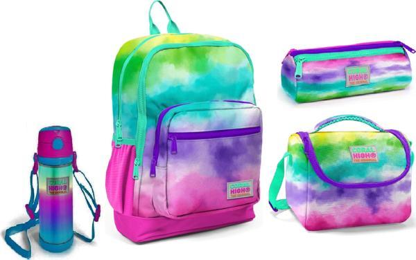 Coral High Renkli Desenli Beslenme Okul Çantası Kalemlik + Matara - Image 1