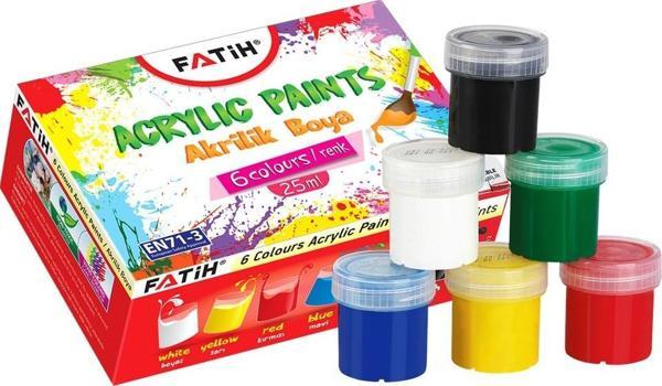 Fatih Akrilik Boya 25 Ml 6' Lı Takım Karışık - Image 1