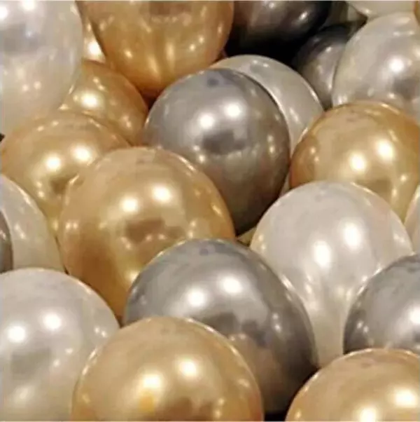 Gemar 30 Adet Balon Metalik Renkler Beyaz - Gold - Gümüş - Image 1