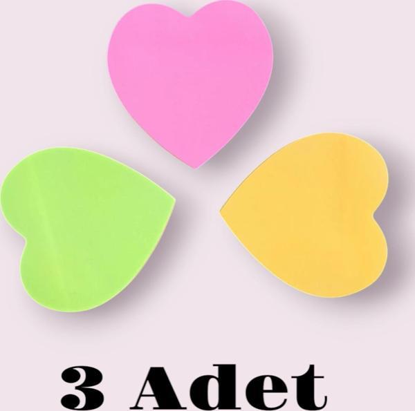 Homix 3 PAKET Kalp Şeklinde Yapışkanlı Notluk 76 x 76 cm Neon Renkler 100 Yp - Image 1
