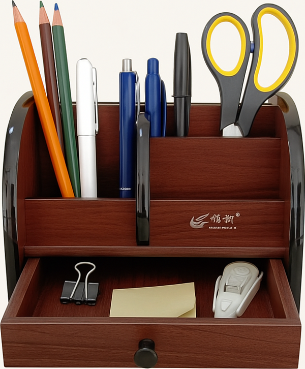 Homix Masa Üstü Çekmeceli Ahşap Düzenleyici Organizer Kalemlik (6022) - Image 1