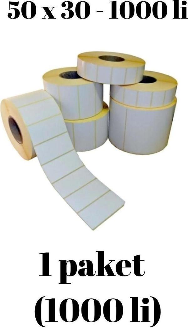 Kraf Eko Termal Barkod Rulo Etiket (40lık Kuka) 50x30mm (1000 Li) - Image 1