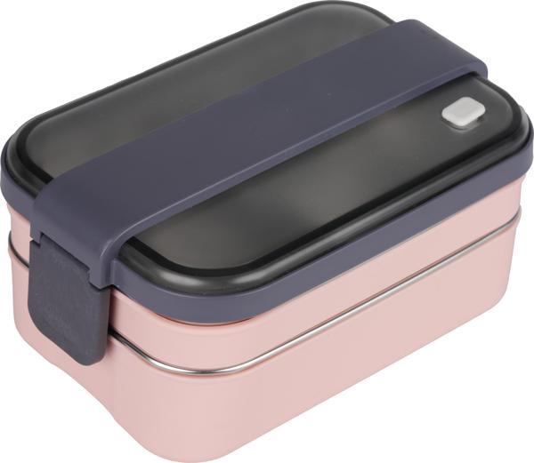 Relaxion İki Katlı, Paslanmaz Çelik, Pembe Lunch Box/Yemek Saklama ve Taşıma Kabı 1200 Ml. (304) - Image 1