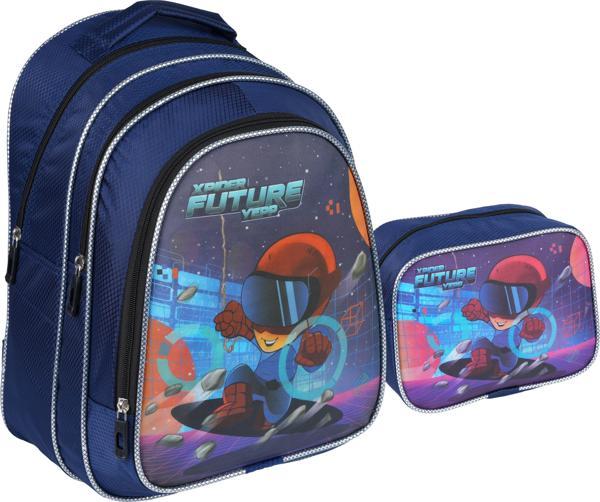 Relaxion Lacivert Astronot Desenli İlkokul Çantası Beslenme Çantalı 1312-2 - Image 1
