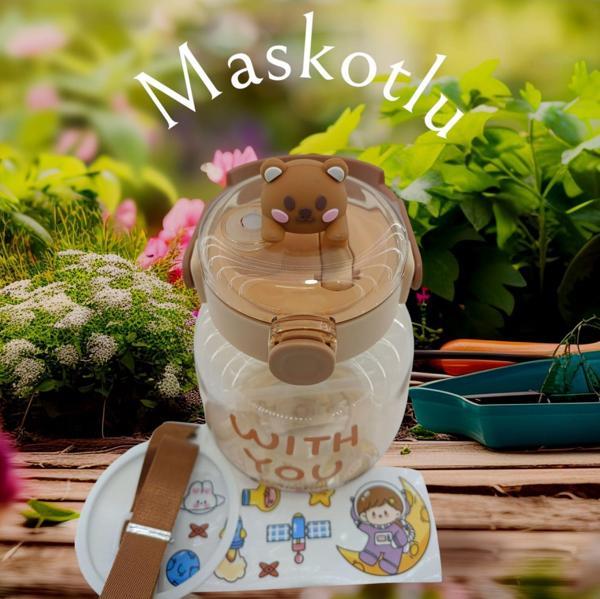 Relaxion, Maskotlu, Hediyeli, Boyun Askılıklı, İthal Lüx Kahverengi Matara/Suluk 1100 Ml (450) - Image 1