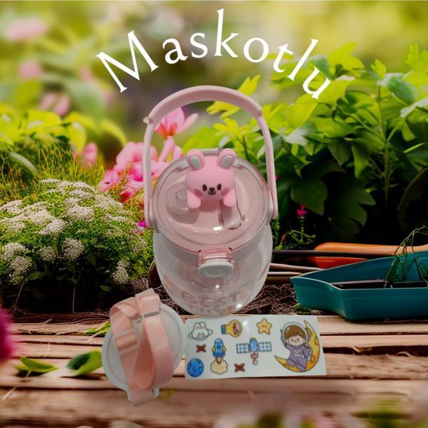 Relaxion, Maskotlu, Hediyeli, Boyun Askılıklı, İthal Lüx Pembe Matara/Suluk 1100 Ml (450) - Image 1