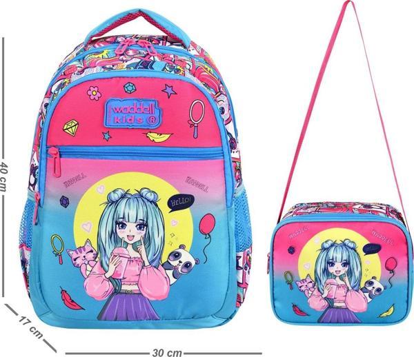 Waddell Anime Kız Desenli Lisanslı İlkokul Çantası Beslenme Çantalı 24303 - Image 1
