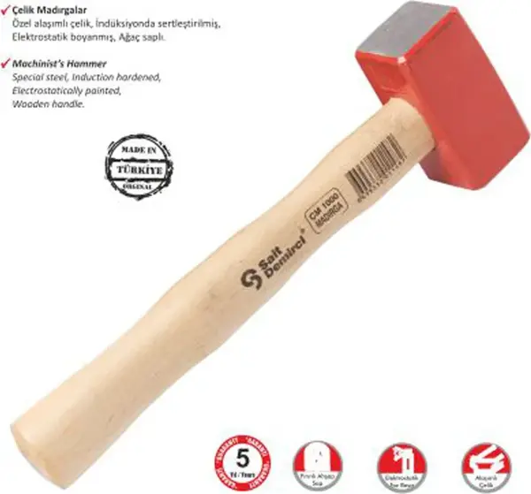 Sait Demirci Çelik Madırga 1000 gr - Ahşap Saplı - Image 1