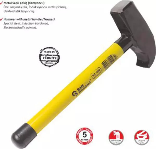 Sait Demirci Kamyoncu Metal Saplı Çekiç 1500 gr - Image 1