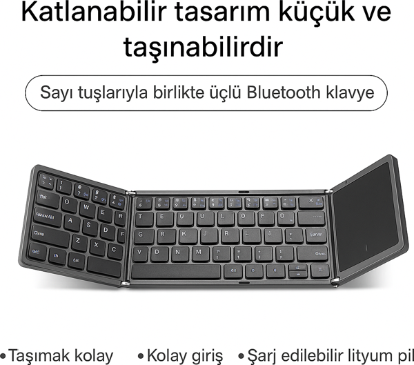 Windows İOS Android Tablet Telefon Için Taşınabilir Mini Katlanır Kablosuz Bluetooth 5.1 Klavye - Image 1
