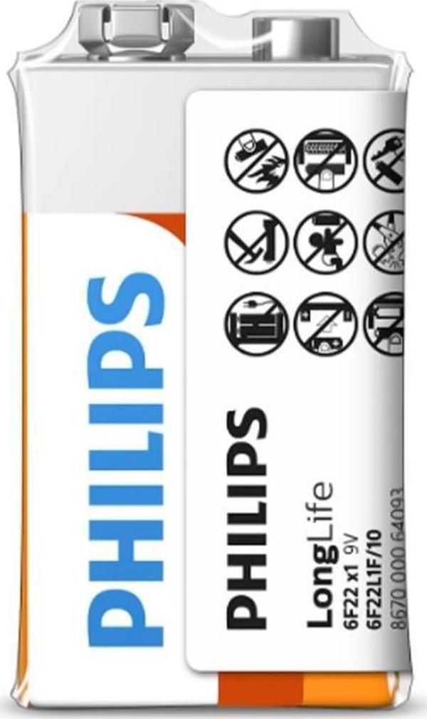 Philips Extra Çinko Pil 9V 6F22L1F - Image 1