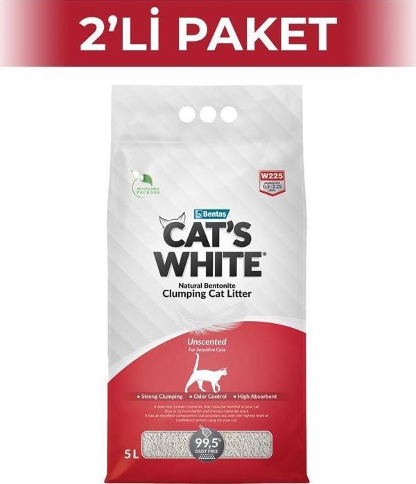 Cat's White Kokusuz Kedi Kumu 5 lt 2 Adet - Image 1