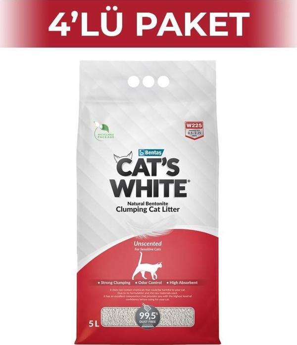 Cat's White Kokusuz Kedi Kumu 5 lt 4 Adet - Image 1