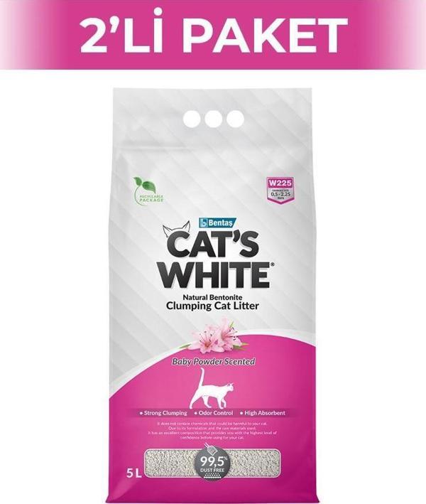Cat's White Pudralı Kedi Kumu 5 lt 2 Adet - Image 1