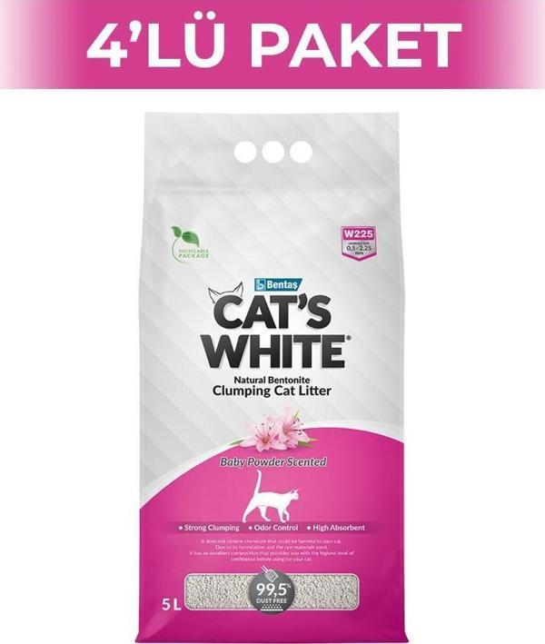 Cat's White Pudralı Kedi Kumu 5 lt 4 Adet - Image 1