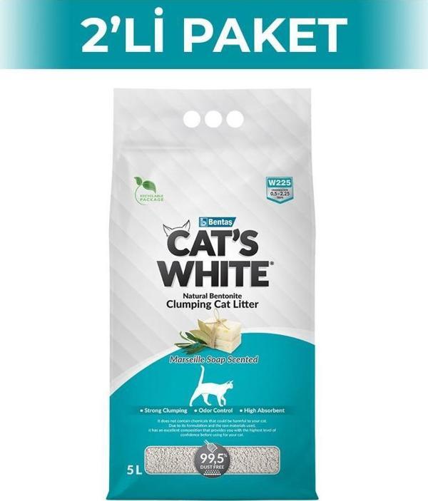 Cat's White Sabunlu Kedi Kumu 5 lt 2 Adet - Image 1