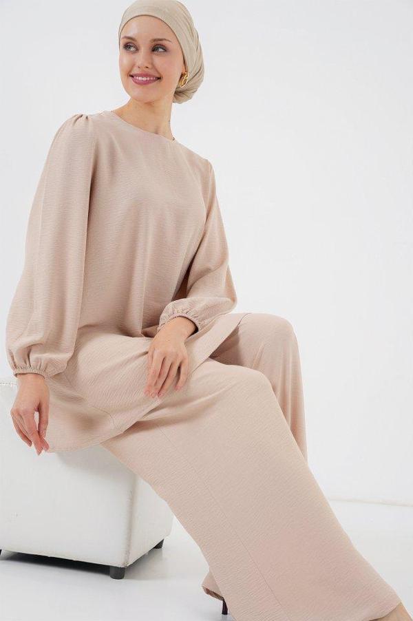 Ayrobin Tunik Pantolon Alt Üst Takım 6712 - Krem - Image 1