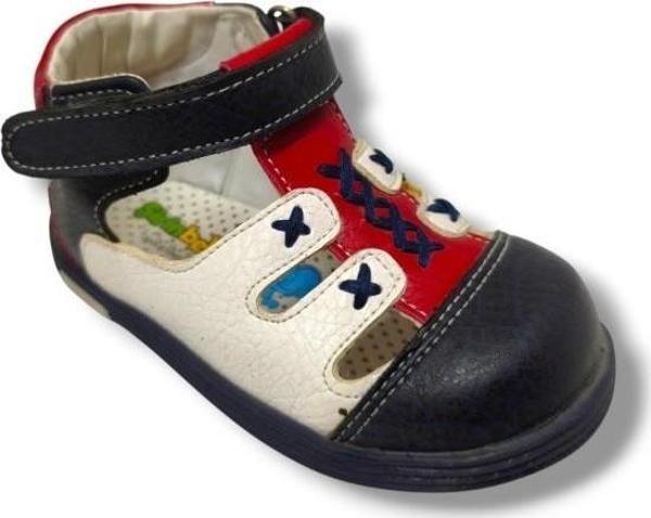 Şirinbebe 3031-20 Çarpı Dikiş Cırtlı Erkek Çocuk Sandalet Lacivert Beyaz 21-25 - Image 1