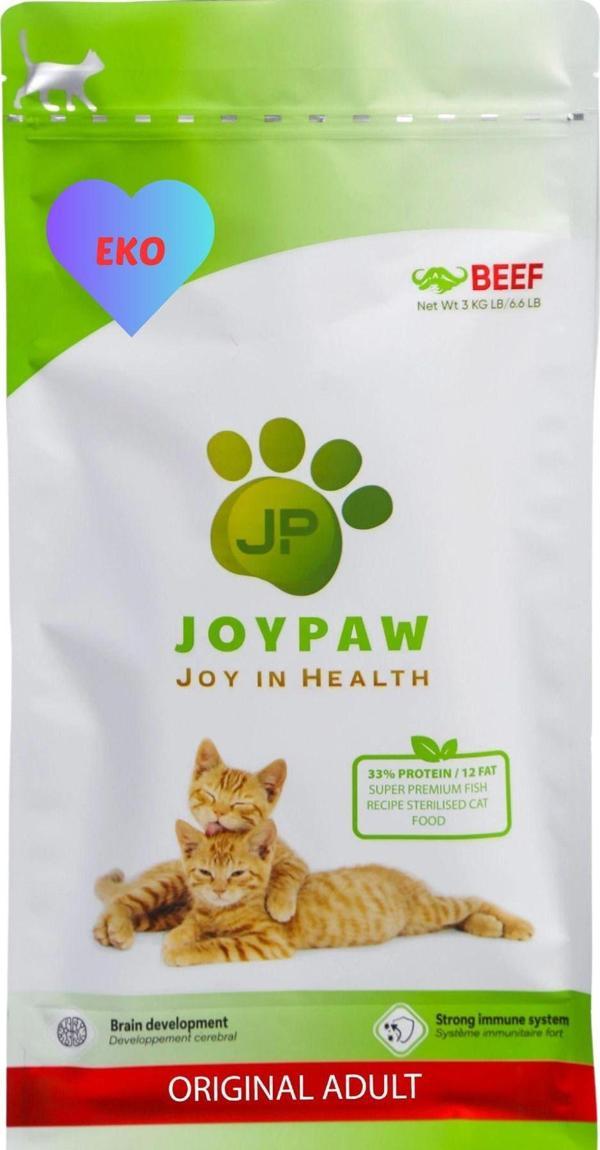 Joypaw Kısırlaştırılmış Eko Sığır Etli Kedi Maması 3 Kg - Image 1