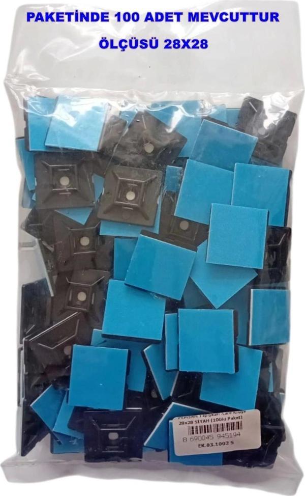 PEMSAN Yapışkan Kare Kroşe 28x28 SİYAH (100lü Paket) - Image 1