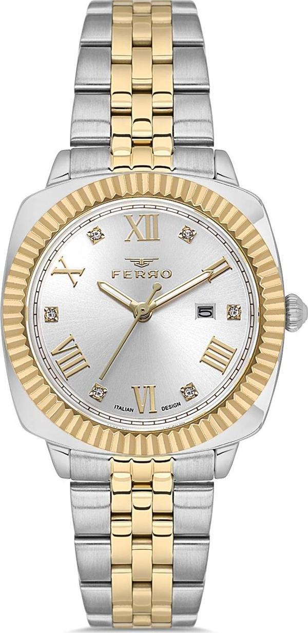 Ferro FL21625AWT-D Quartz Çelik Altın/Gri 32 mm Kadın Kol Saati  - Image 1
