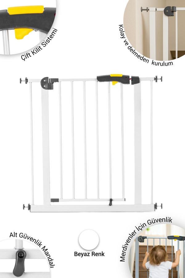 Wellgro Pro 75-80 cm Çocuk Güvenlik Kapısı, Merdiven Kapısı ve Korkuluk, Beyaz - Image 1