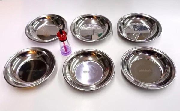 Yaşam Boyu Garantili 6 adet 20cm Paslanmaz Çelik Çukur Yemek Tabağı BüyükPorsyon Sağlam Metal Tabak - Image 1