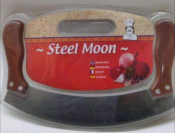 STEEL MOON Çift Saplı Satır Bıçağı Et Ve Sebze Kıymak İçin Çelik Zırh Bıçak - Image 1