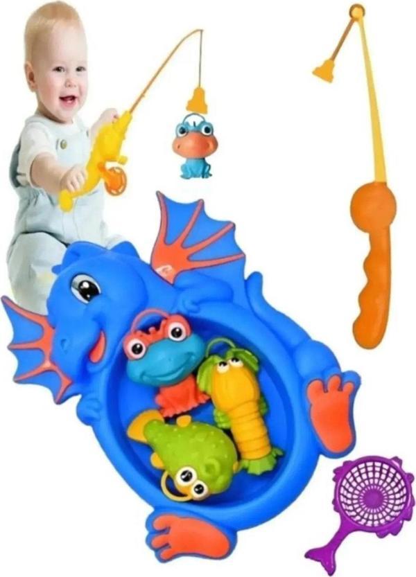  Mıknatıslı Büyük Boy Havuzlu Balık Tutma Yarışması Oltalı Deniz Hayvanları Seti Çocuklar İçin - Image 1