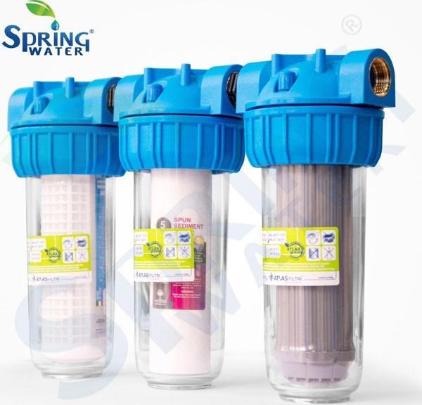 Spring Water Daire Girişi 3 Lü Sw Filtre Sistemi Çamur Tutucu 10" 3'Lü Filtre Kabı - Image 1