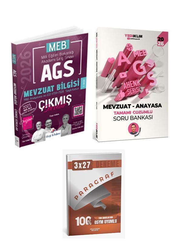 Dizgi + Yediiklim 2026 MEB AGS Mevzuat Çıkmış Soru + Soru + Paragraf Deneme 3 lü Set - Dizgi Kitap Yayınları - Image 1