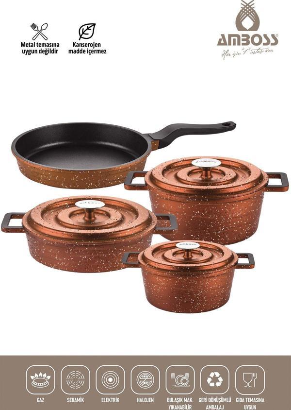 7 Parça Döküm Tencere Seti - (BAKIR) - Image 1