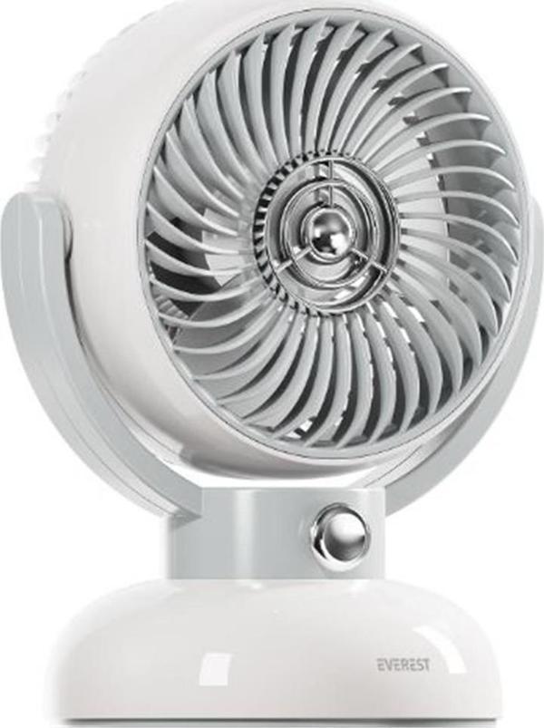 Everest EFN12 Krem 1200mAh 3 Hız Kademe Led Işıklı Retro Masaüstü Usb Fan - Image 1