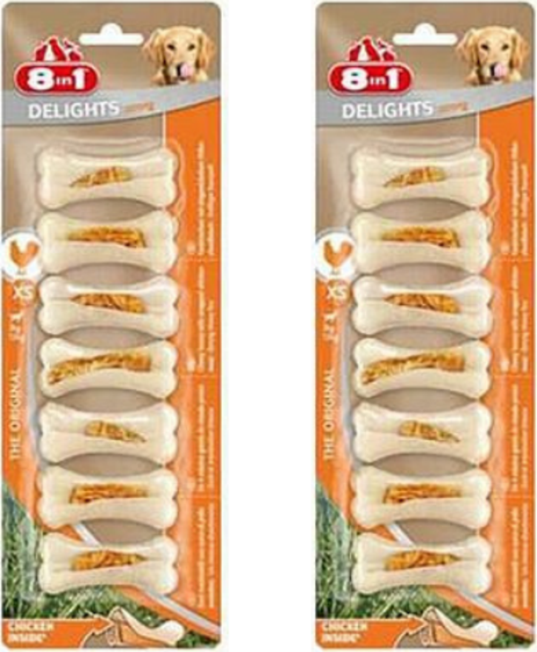 8in1 Delights Strong Tavuklu Köpek Ödül Kemiği (XS) 140Gr X 2 Adet - Image 1