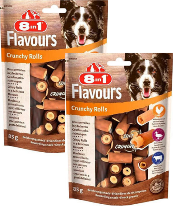 8in1 Flavours Crunchy Rolls Kıtır Köpek Ödül Maması 85Gr X 2 Adet - Image 1
