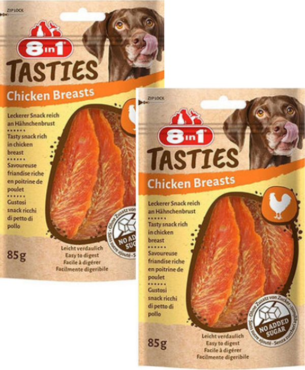 8in1 Tasties Chicken Breasts Tavuk Göğsü Köpek Ödül Maması  85Gr X 2 Adet - Image 1