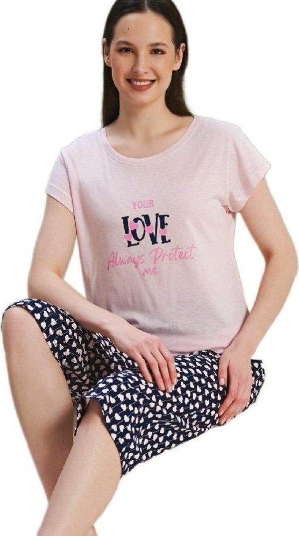 Serena Notte Tasarım Kaprili Kadın Pijama Takımı Pamuklu Yazlık S–XL - Image 1