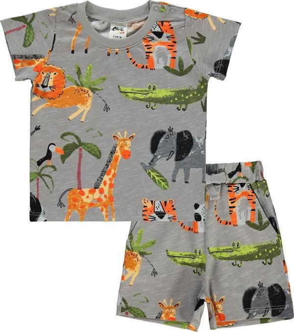 Civil Baby Erkek Bebek Şortlu Takım 6-18 Ay Gri - Image 1