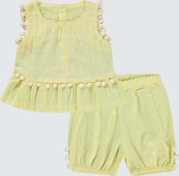 Kumru Kız Bebek Şortlu Takım 6-18 Ay Sarı  - Image 1