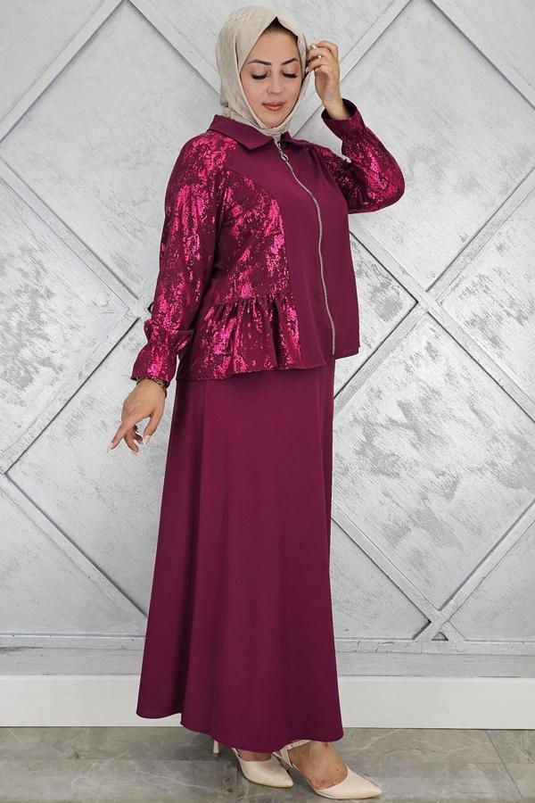 KADIN BÜZGÜ DETAYLI TESETTÜR TAKIM - Image 1