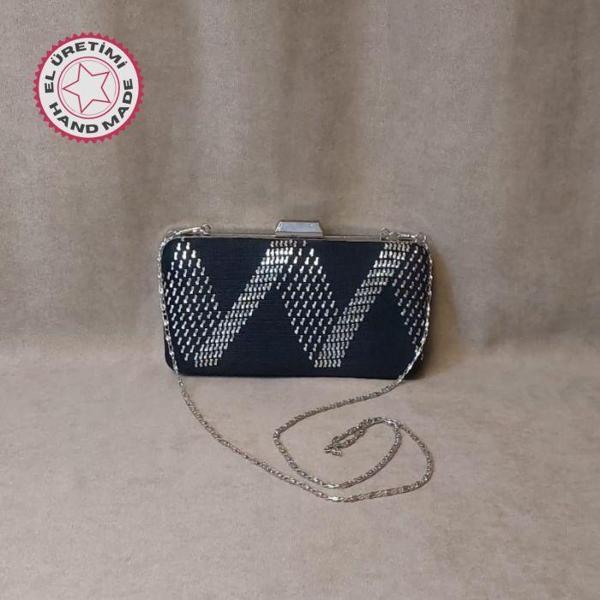 Uretti - Sefa 4419 3152 El Yapımı Gümüş Tel Kırma Detaylı Abiye Omuz Çantası - Image 1