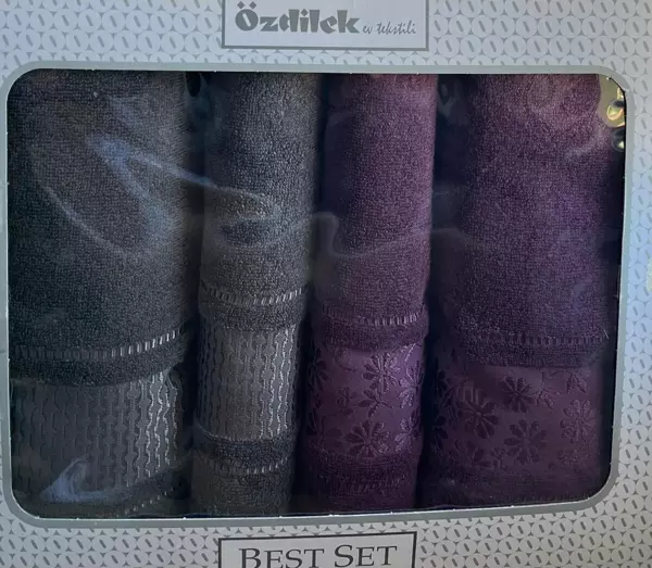 Özdilek Blossom Best Set Hamam Takımı Mürdüm-Antrasit - Image 1