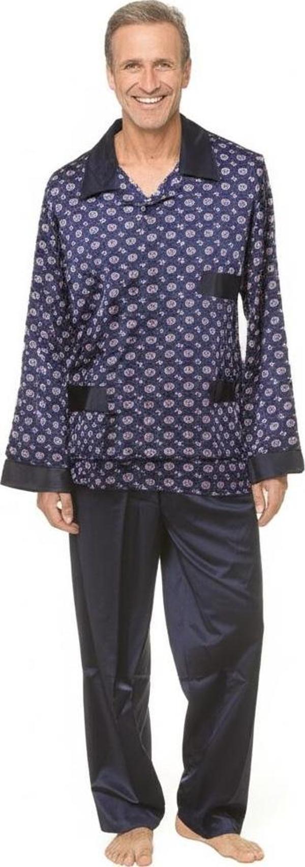 Oppland Erkek Pijama Takımı Saten Kumaş Klasik Model Cepli Rahat Tam Kalıp OPEPT25PIEROMOD89 - Image 1