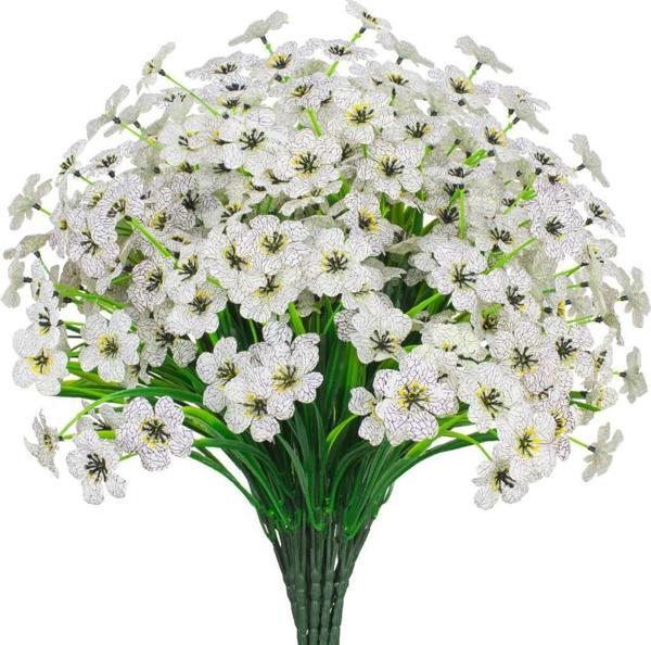 6lı Set Yapay Çiçek Sazlı Mine Beyaz Renk 5 Dallı 33cm - Image 1