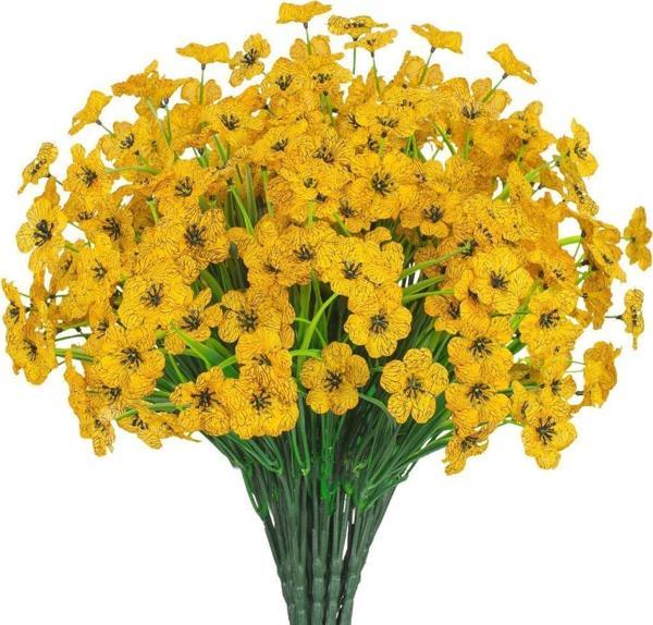 6lı Set Yapay Çiçek Sazlı Mine Sarı Renk 5 Dallı 33cm - Image 1