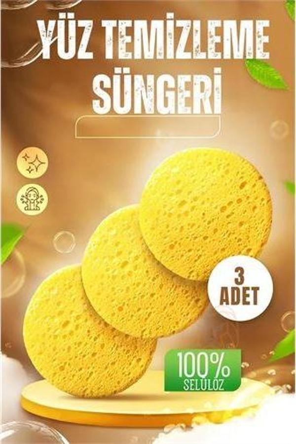 ModaCar  Makyaj Temizlik Pedi Cilt Temizlik Süngeri Doğal Selülöz 3 ADET - Image 1