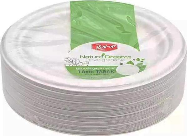 Roll-Up Nature Ekolojik Karton Kağıt Parti Tek Kullanımlık Tabak - 18 Cm. - 25 Adetlik 1 Paket - Image 1
