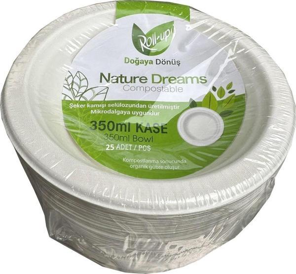 Roll-Up Nature Ekolojik Karton Kağıt Tek Kullanımlık Çorba Kasesi - 400 cc - 25 Adetlik 1 Paket - Image 1